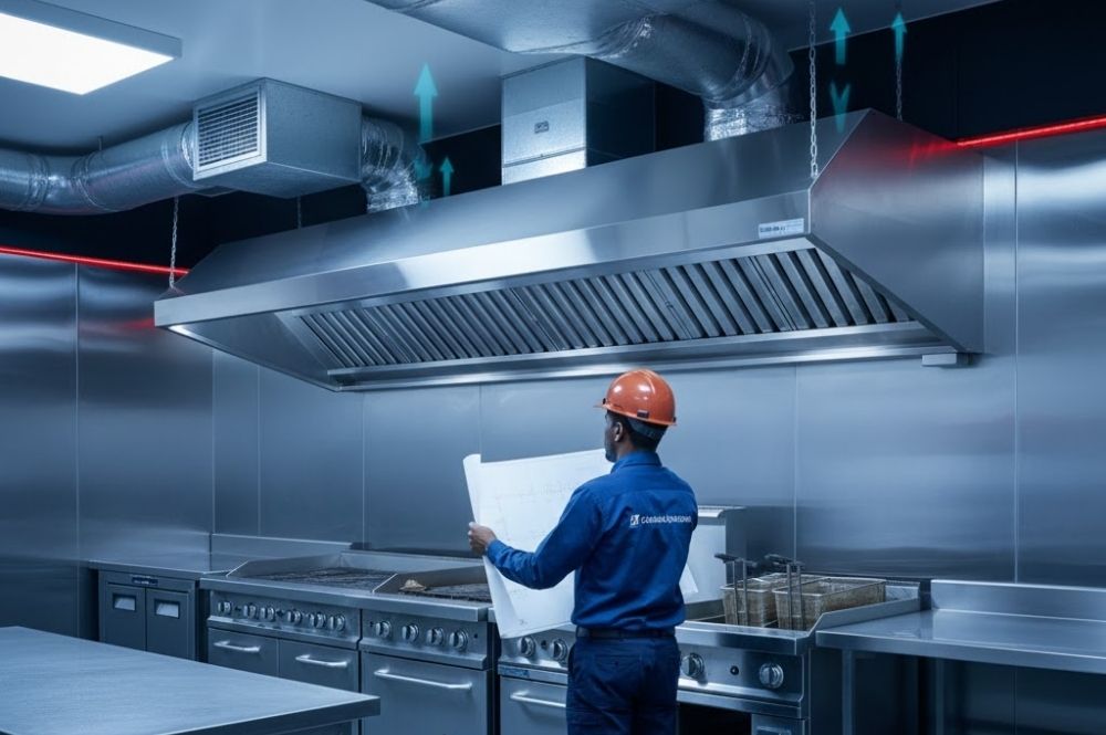 Commercial vent hood installation in Houston Texas